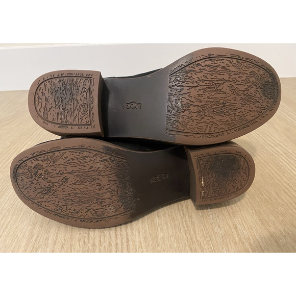 UGG Cary Black Suede Leather Lace up Block Heel Mid Calf Boots 6 1005949 - Picture 8 of 12